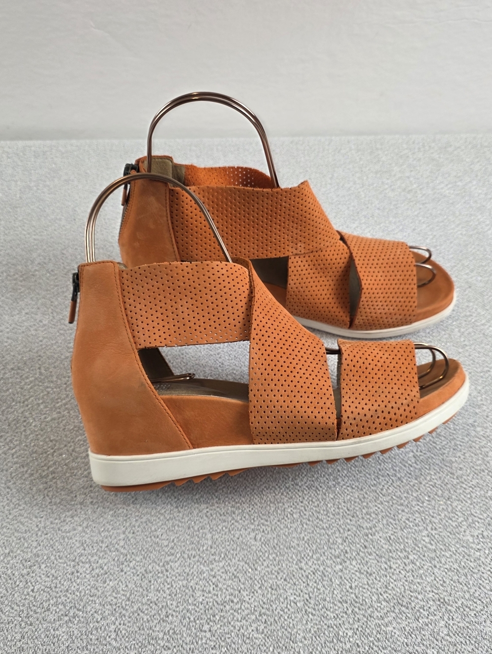 Eileen Fischer Sport Perforated Platform Sandals Orange Wmn's 8.5